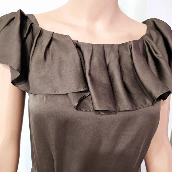 Banana Republic Elegant Olive Green Off-Shoulder Dress - Picture 5 of 10